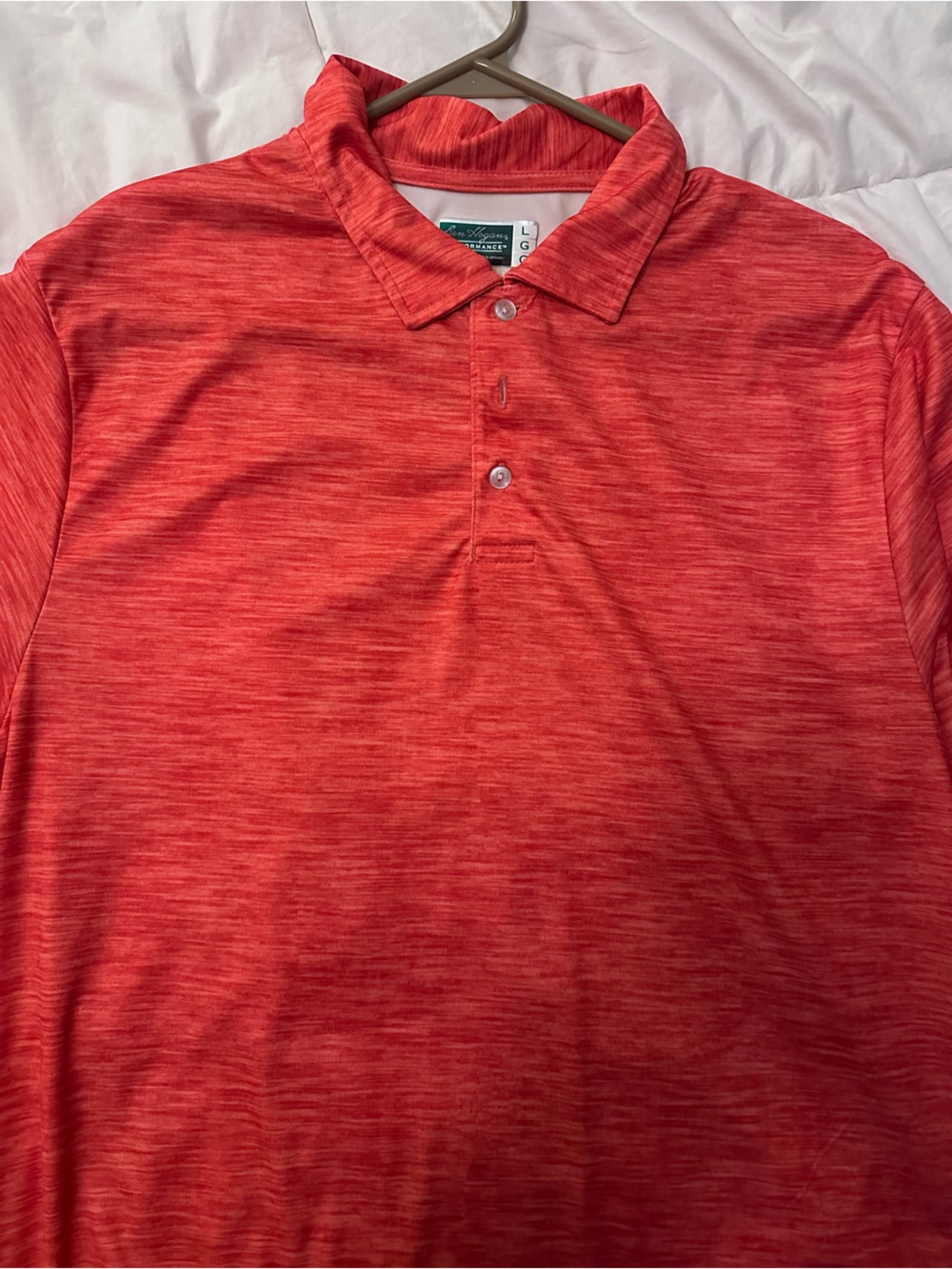 Heathered Red Button Polo